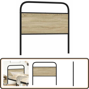 vidaXL - Vervangend - hoofdbord - 90 - cm - staal - en - bewerkt - hout - sonoma - eikenkleurig