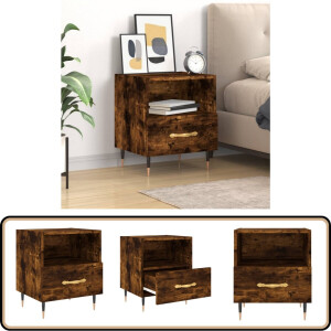 vidaXL Kast - Nachtkastje - Nachtkastje 40x35x47,5 cm bewerkt hout gerookt eikenkleurig - Bijzetkast - Meubilair - Houten Kast