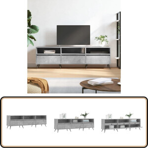 vidaXL Tv-meubel - 150x30x44,5 cm - Bewerkte hout - Grijs Tv-meubel - Tv Kast - Houten Tv-meubel - Grijs Tv-meubel - Bergruimte Tv-meubel