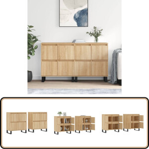 vidaXL Dressoirs 2 st bewerkt hout sonoma eikenkleurig