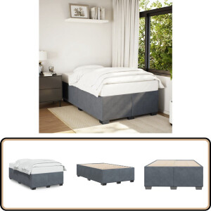 vidaXL Bedframe - 120x200 cm - Fluweel - Donkergrijs Slaapcomfort - Fluweel Bed Frame - Tweepersoons Bed - Donkere Kleuren - Boxspring Bed
