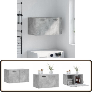 vidaXL Wandkast betongrijs - 60x36,5x35 cm Wandkast - Houten Kast - Grijze Kast - Opbergkast - Displaykast