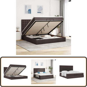 vidaXL Ottoman bed met matrassen 200x200cm stof donkerbruin