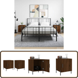 vidaXL Nachtkastjes set van 2 - Bruineiken design Nachtkastjes - Bijzettafel - Modern Design - Bruine Kleur - Houten Kast