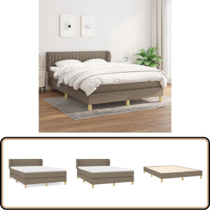 vidaXL Boxspring Taupe 140x200 cm - Inclusief Matras Boxspringbed - Pocketvering - Middelhard - Taupe - Slaapkamerinrichting