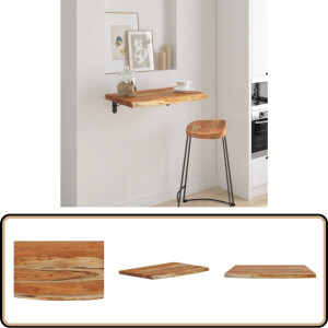 vidaXL Wandschap - Acaciahout - 60x40x2,5 cm - Natuurlijke Rand Houten Wandplank - Wandkast - Opbergplanken - Interieurdecoratie - Acacia Hout