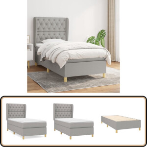 vidaXL Boxspring - Stof - Lichtgrijs - 80x200 cm Boxspringbed - Slaapkamerinrichting - Tweepersoonsbed - Pocketvering Matras - Middenhard Matras
