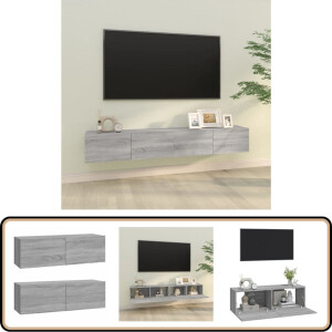vidaXL Tv-meubels - 2 stuks - 100x30x30 cm - Grijs eiken Tv Kast - Wandkast - Tv Meubel - Houten Tv Kast - Grijze Tv Kast