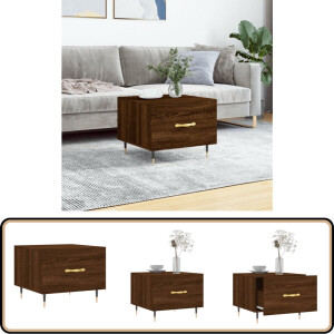 vidaXL Salontafel - 50x50x40 cm - Bruin Eiken - Hout & IJzer Salontafel - Bruine Eiken - Houten Salontafel - Salontafeltje - Bijzettafel