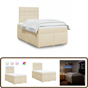 vidaXL Boxspring - 120x200 cm - Met Matras en LED Boxspring - Led Verlichting - Boxspringbed - Pocketingmatras - Elektrisch Verstelbaar Hoofdbord