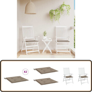 vidaXL Taupe Tuinstoelkussens 50x50x3 cm - Set van 2 Tuinstoel Kussentjes - Oxford Stof - Waterdicht - Taupe - Buitentoepassing