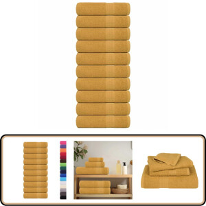 vidaXL 10 Gouden Badhanddoeken 100x150 cm Katoen Badhanddoeken - Katoenen Handdoeken - Złote Ręczniki - Badstof - Hotel Handdoeken