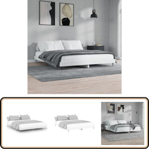 vidaXL Bedframe LED - Wit - 120x200 cm - Hout & Metaal Slaapcomfort - Houten Bed Frame - Bedframe Wit - Tweepersoons Bed - Boxspring Bed