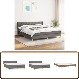 vidaXL Boxspring - Donkergrijs - 180x200 cm Boxspringbed - Donkere Kleuren - Slaapkamer Meubels - Tweepersoons Bed - Pocketveer Matras