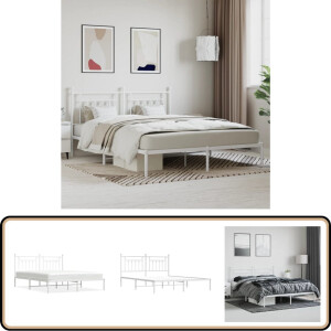 vidaXL Bedframe - Metalen bed - 180x200 cm - Wit Klassieke Bed Frame - Metalen Bedframe - Houten Bedframe - Tweepersoons Bed - Boxspring Bed