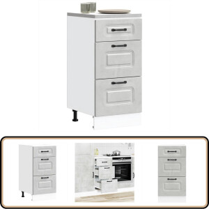 vidaXL Keuken onderkast Kalmar betongrijs Keukenonderkast - Betongrijs - Houten Keuken - Opslagoplossing - Keukenkasten