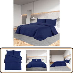 vidaXL Dekbedovertrekset Marineblauw 135x200 cm Dekbedovertrek - Microvezel - Marineblauw - Bedding - Slaapzak