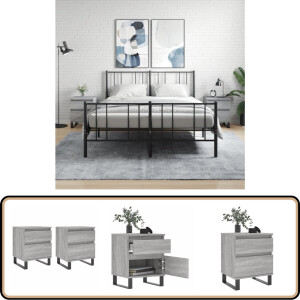 vidaXL Nachtkastjes 2 st Grijs Sonoma Eiken Nachtkastjes - Kastjes - Salontafel - Woonkamerinrichting - Houten Meubilair