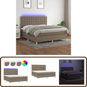 vidaXL Boxspring - Taupe - 180x200 cm - Inclusief LED Boxspring - Led Boxspring - Boxspring Frame - Slaapcomfort - Taupecleur