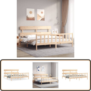 vidaXL Bedframe - Massief Grenenhout - 180x200 cm Massief Houten Bed Frame - Tweepersoons Bed - Bruine Bed - Grenenhout Bed - Boxspring Bed