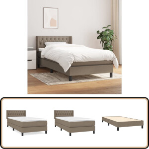vidaXL Boxspring - Taupe - 100x200 cm - Inclusief Matras Boxspringbed - Boxspring - Slaapkamerinrichting - Tweepersoonsbed - Taupecouleur