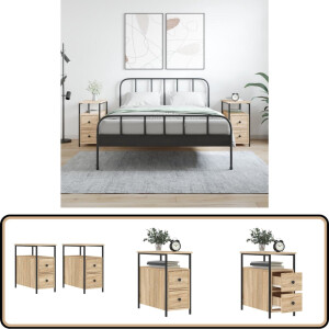 vidaXL Nachtkastjes - 2 stuks - Sonoma eiken - 30x60x60 cm Nachtkastje - Kast - Slaapkamermeubel - Houten Kast - Sonomaneiken