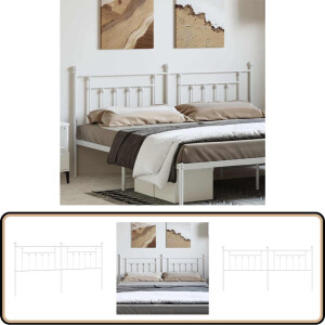 vidaXL Hoofdbord - 193 cm - Metaal - Wit Hoofdbord - Hoofdbed - Beddecoratie - Slaapkamervloerisolator - Roestvrijstaal