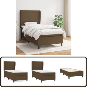 vidaXL - Boxspring - met - matras - stof - donkerbruin - 80x200 - cm