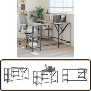 vidaXL Bureau 139x139x75 cm Grijs Sonoma Eiken Kantoormeubilair - Bureau - Grijze Meubels - Houten Bureau - Ergonomisch Bureau