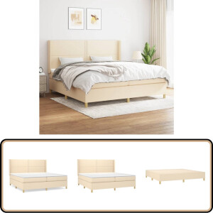vidaXL Boxspring 200x200 cm met matrassen Boxspringbed - XXL Bed - Tweepersoons Bed - Pocketed Spring Mattress - Creme Kleur
