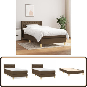 vidaXL Boxspring - Donkerbruin - 90x200 cm Boxspringbed - Slaapcomfort - Pocketveermatras - Donkerbruin Bed - Hoofdboard