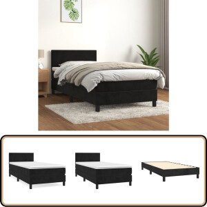 vidaXL Boxspring - Fluweel - Zwart - 80x200 cm Boxspring Bed - Velvet Bed - Zwarte Boxspring - Tweepersoons Bed - Slaapcomfort