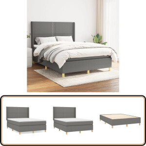 vidaXL Boxspring Donkergrijs 140x200 cm Boxspring - Boxspringbed - Donkere Kleuren - Slaapcomfort - Pocketvering