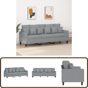 vidaXL Driezitsbank - 180 cm - Stof - Lichtgrijs 3 Zits Bank - Sofa Grijs - Bankstellen - Lounge Meubels - Woonkamer Meubelen
