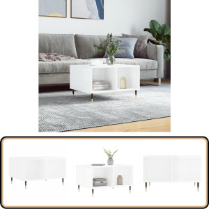 vidaXL Salontafel - Hoogglans Wit - 60x50x36,5 cm Salontafel - Bijzettafel - Houten Salontafel - Wit Salontafel - Modern Design