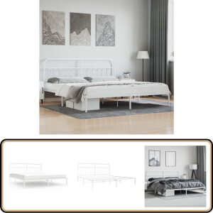 vidaXL Wit Metalen Bedframe 200x200 cm Metalen Bed Frame - Klassieke Bed - Wit Bedframe - Staal Bedframe - Boxspring Bed
