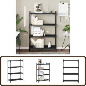 vidaXL - Boekenkast - 4-laags - 80x30x120 - cm - bewerkt - hout - zwart