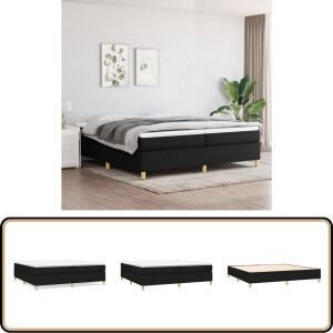 vidaXL Bedframe - 200x200 cm - Stof - Zwart Boxspring Frame - Tweepersoons Bed - Zwarte Bedframe - Stof Bedframe - Bedframe Zonder Matras
