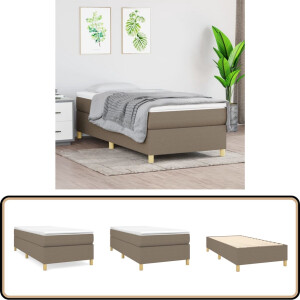 vidaXL Boxspring met matras - Taupe - 100x200 cm Boxspringbed - Pocketvering Matras - Middelhard - Taupe - Slaapkamer Meubilair