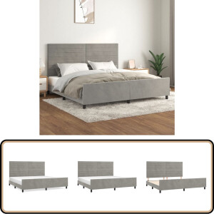 vidaXL Bedframe - 200x200 cm - Fluweel - Lichtgrijs Fluweel Bed Frame - Verstelbaar Bed Frame - Bed Frame Grijs - Tweepersoons Bed Frame - Luxe Bed Frame