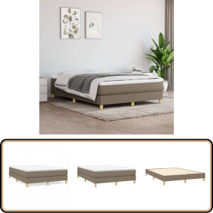 vidaXL - Boxspring - bed - stof - taupe - 140x190 - cm