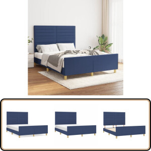 vidaXL Bedframe - 140x200 cm - Blauw - Zonder matras Bed Frame - Tweepersoons Bed - Boxspring Bed - Slaapcomfort - Hoofdeinde