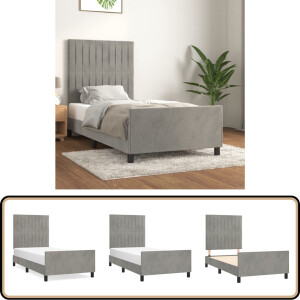 vidaXL Bedframe 80x200 cm - Fluweel - Lichtgrijs Bed Frame - Slaapcomfort - Tweepersoons Bed - Boxspring Bed - Velvet Bed