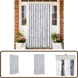 vidaXL Vliegengordijn - 100x200 cm - Grijs en Wit Vliegengordijn - Deurgordijn - Insectenwerend Scherm - Mugafscherming - Raamdecoratie