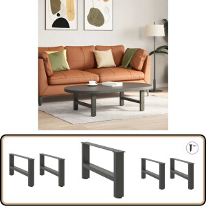 vidaXL Salontafelpoten - 2 stuks - Staal - Antraciet Salontafel Potten - Salontafel Poten Zwart - Staal Tafelpoten - Modern Tafel Onderstel - Tafelvoet