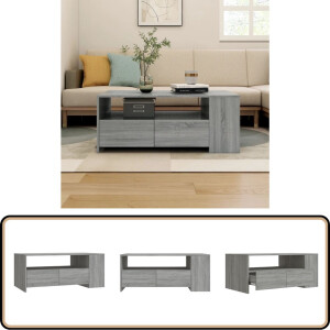 vidaXL Salontafel - 102x55x42 cm - Grijs Sonoma Eiken Salontafel - Houten Salontafel - Grijze Salontafel - Multifunctionele Salontafel - Salontafel Met Opbergvakken