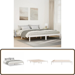 vidaXL Bedframe extra lang zonder matras grenenhout wit 200x210 cm