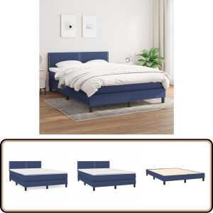 vidaXL Boxspring - Blauw - 140x190 cm - Inclusief Matras Boxspringbed - Boxspring - Slaapkamerinrichting - Tweepersoonsbed - Bed Met Hoofdbord