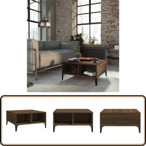 vidaXL Salontafel - Bruin Eiken - 60x60x30 cm Salontafel - Bruine Eiken Meubilair - Houten Salontafel - Tv Tafeltje - Koffietafel