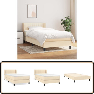 vidaXL Boxspring - Met Matras - 100x200 cm - Crème Boxspringbed - Boxsprings - Creme Kleurig - Tweepersoons Bed - Pocketveer Matras